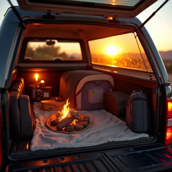 acampar en la caja de una camioneta