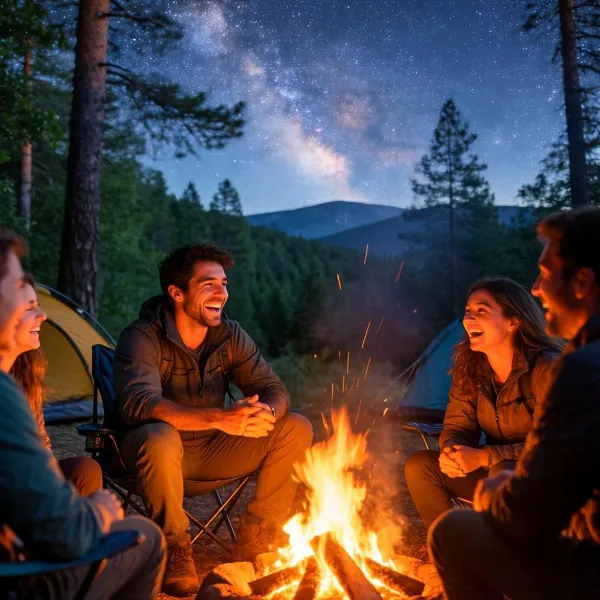 Riendo a través de las dificultades del camping