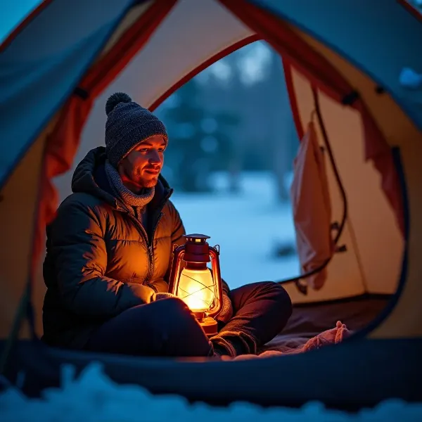 Installation de la tente pour le camping par temps froid