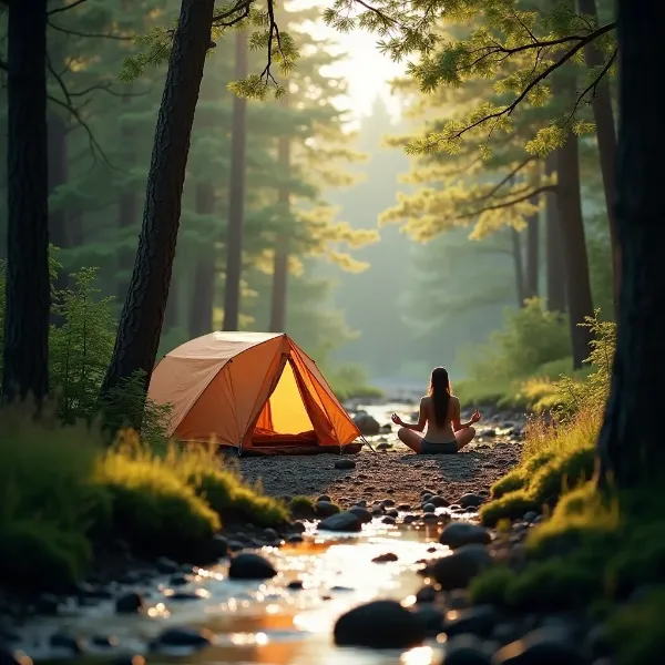 Relajación y mindfulness mientras acampas